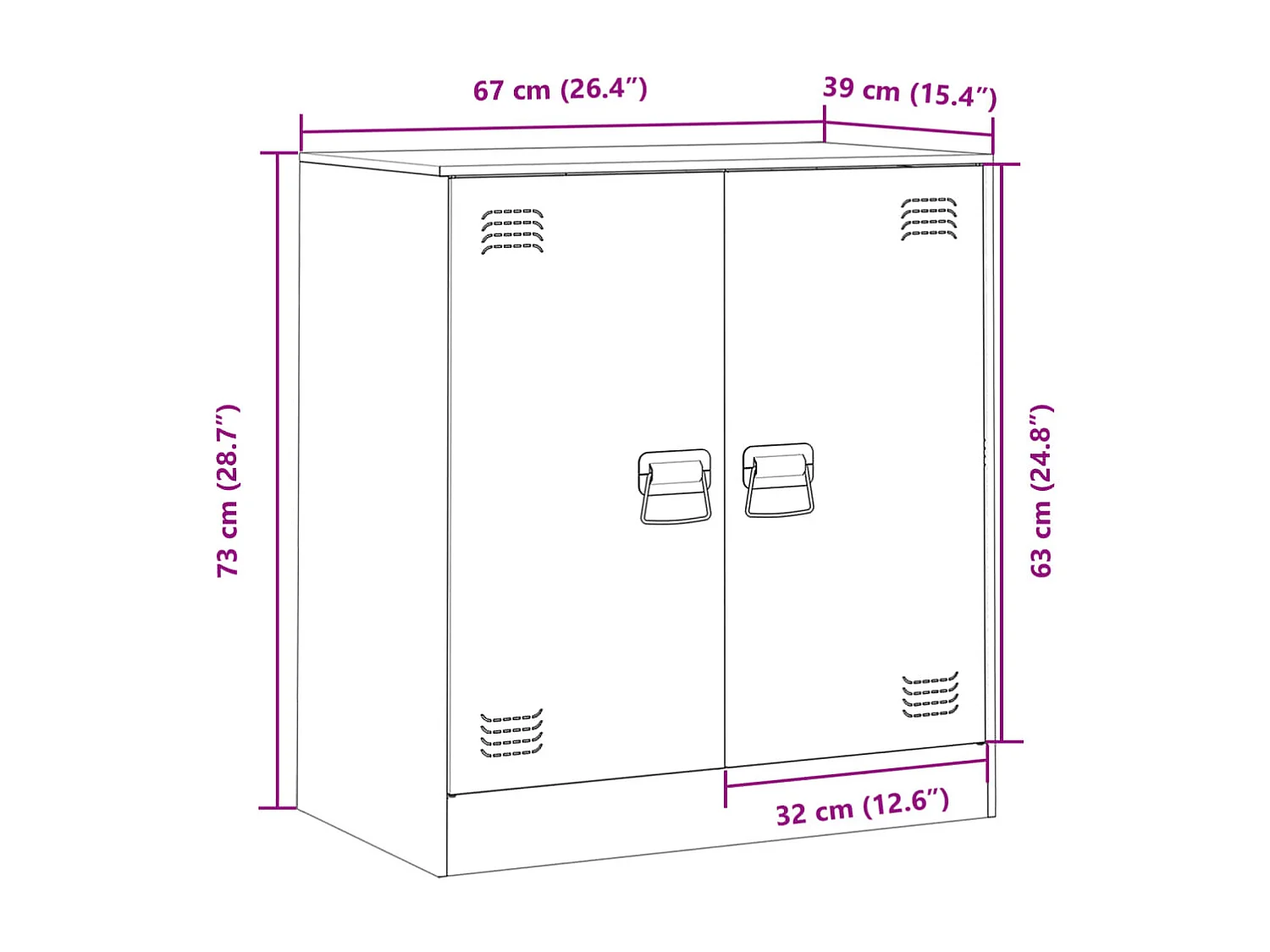 Buffet blanc 67x39x73 cm acier