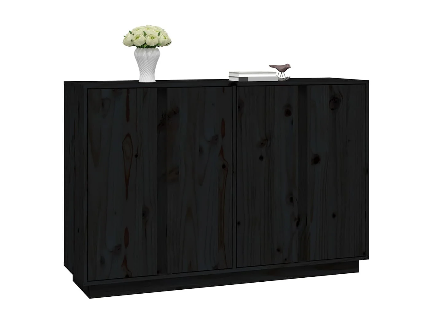 Buffet Noir 120x35x80 cm Bois massif de pin