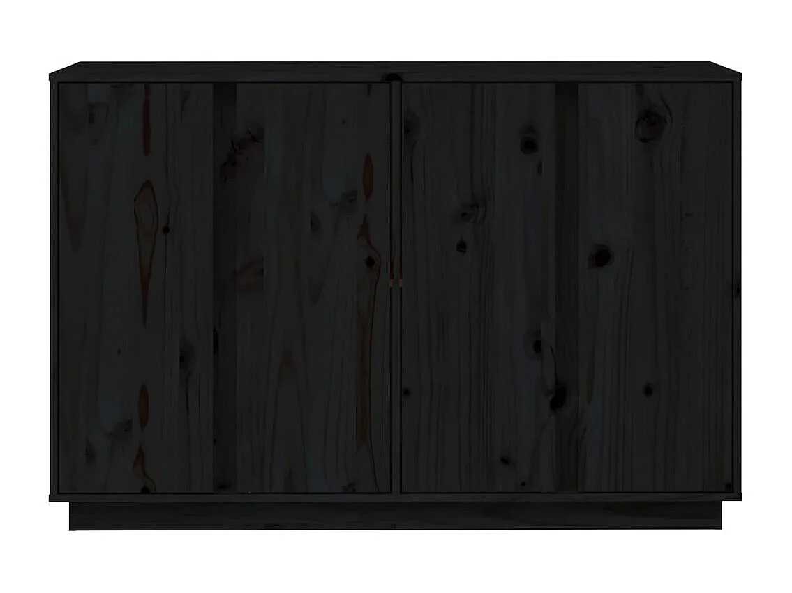 Buffet Noir 120x35x80 cm Bois massif de pin