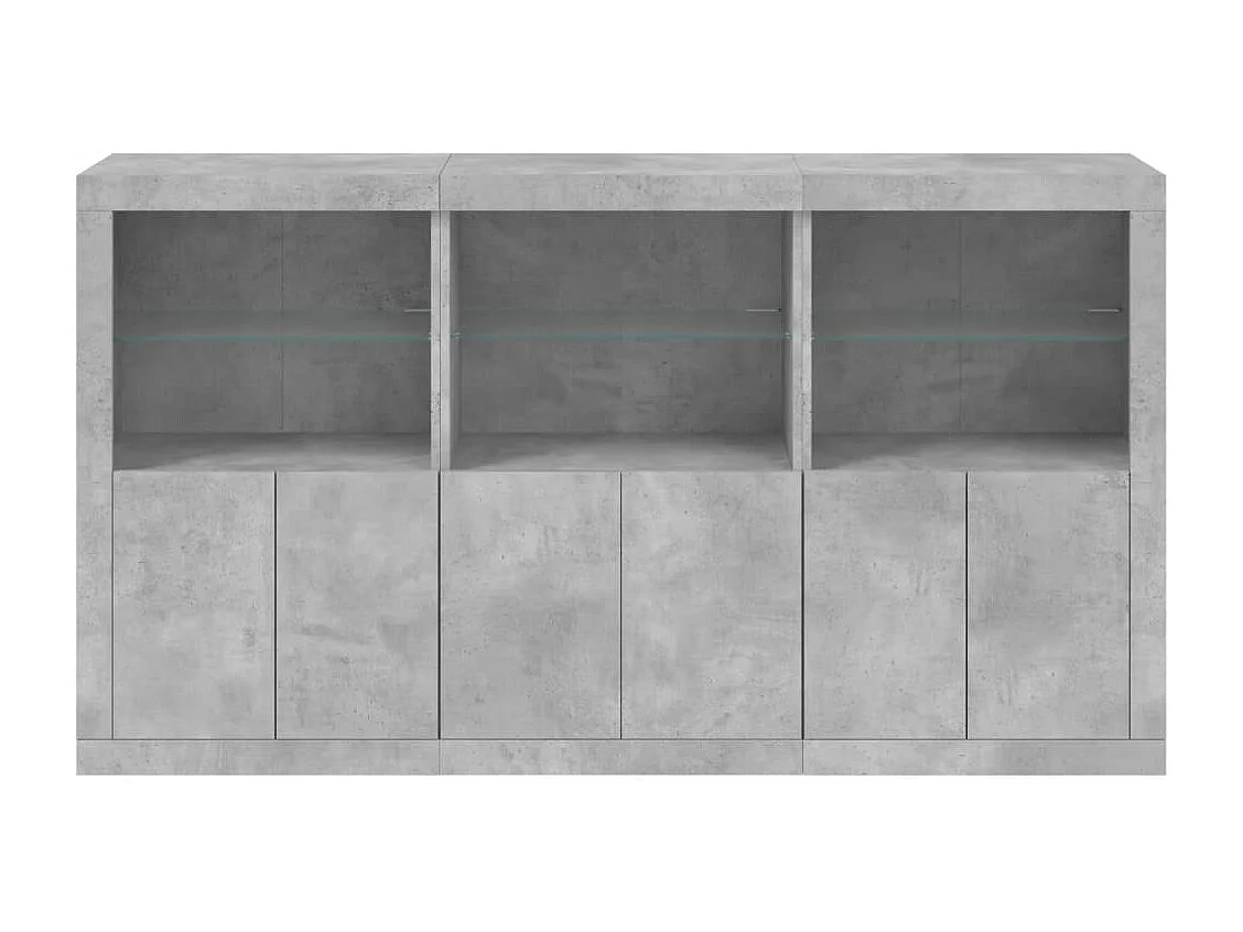 Credenza con Luci LED Grigio Cemento 181,5x37x100 cm