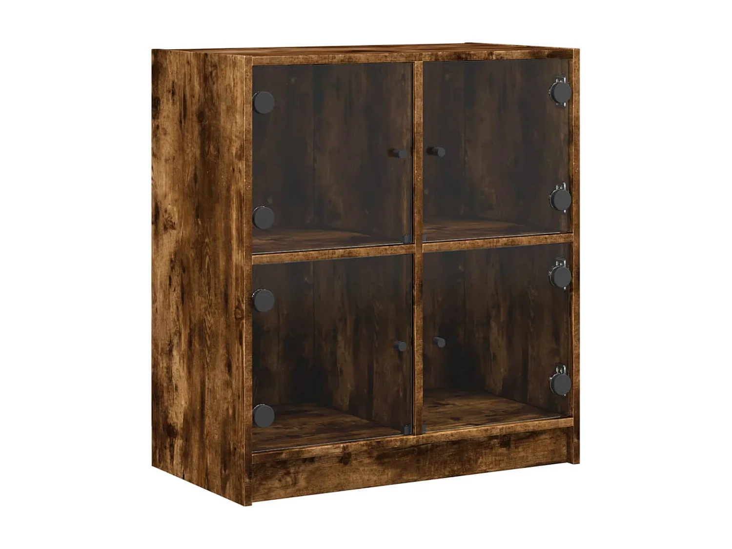 Armoire latérale avec portes en verre chêne fumé 68x37x75,5 cm