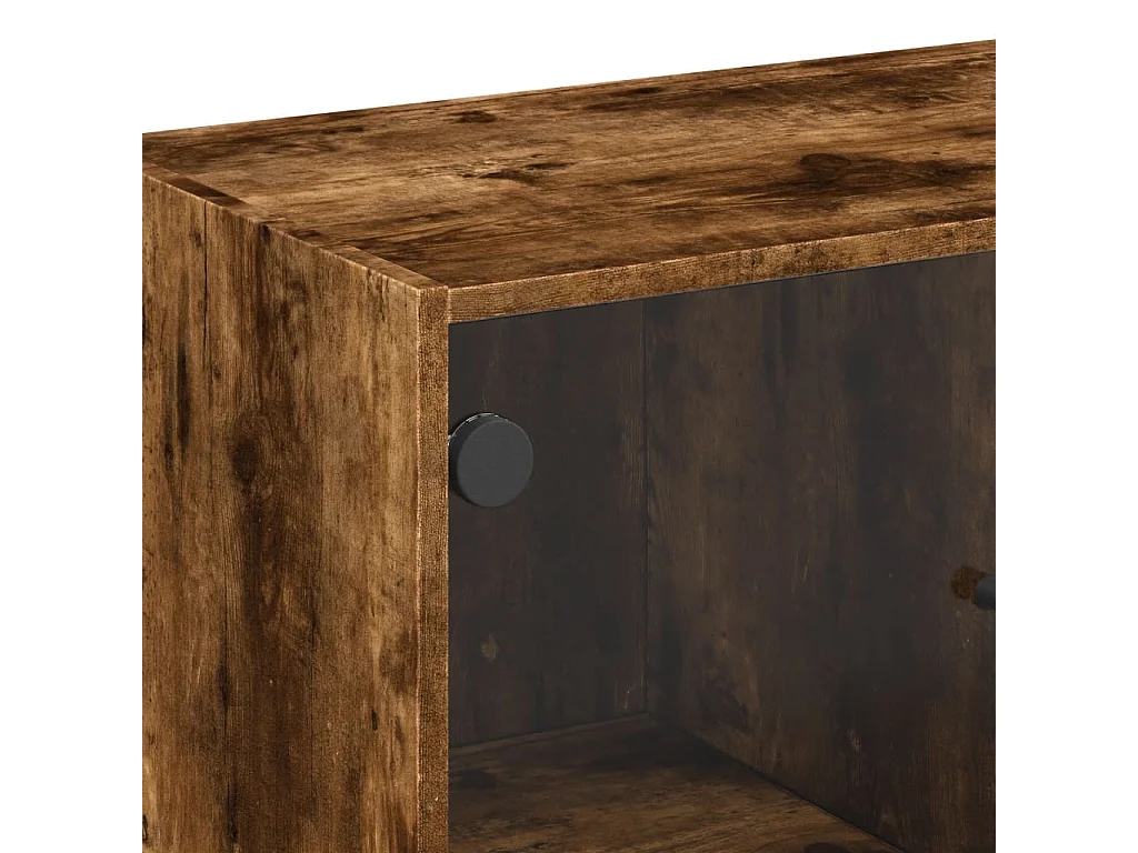 Armoire latérale avec portes en verre chêne fumé 68x37x75,5 cm