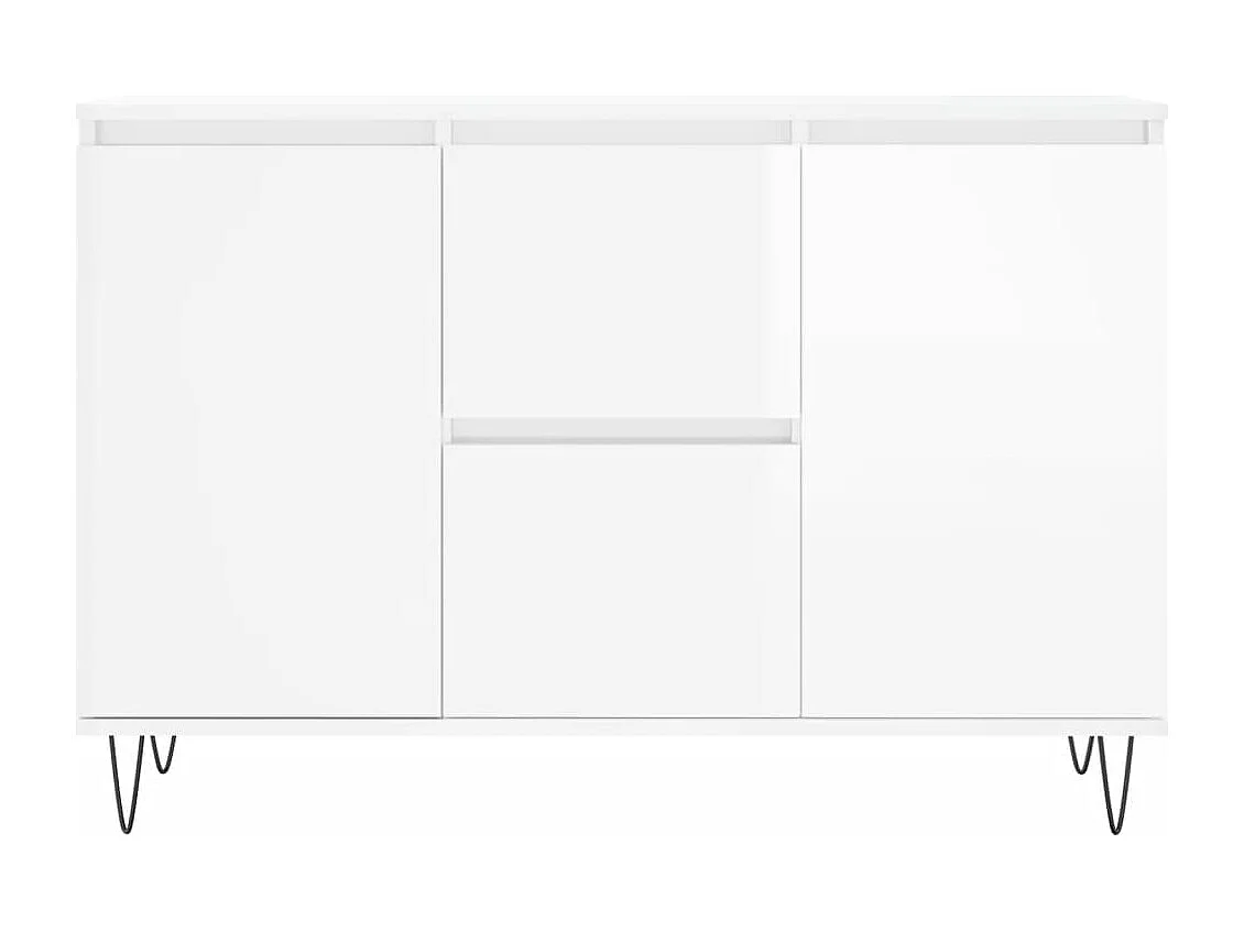 Buffet blanc brillant 104x35x70 cm bois d'ingénierie