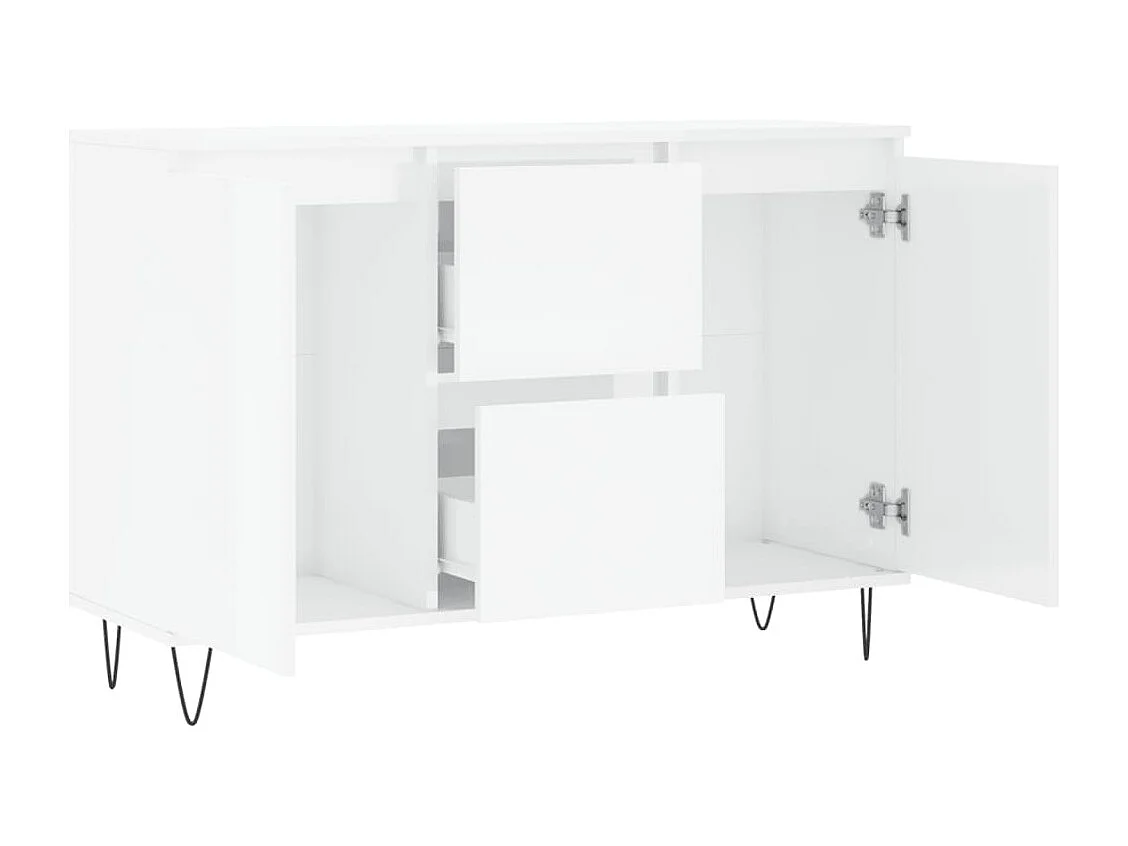 Buffet blanc brillant 104x35x70 cm bois d'ingénierie