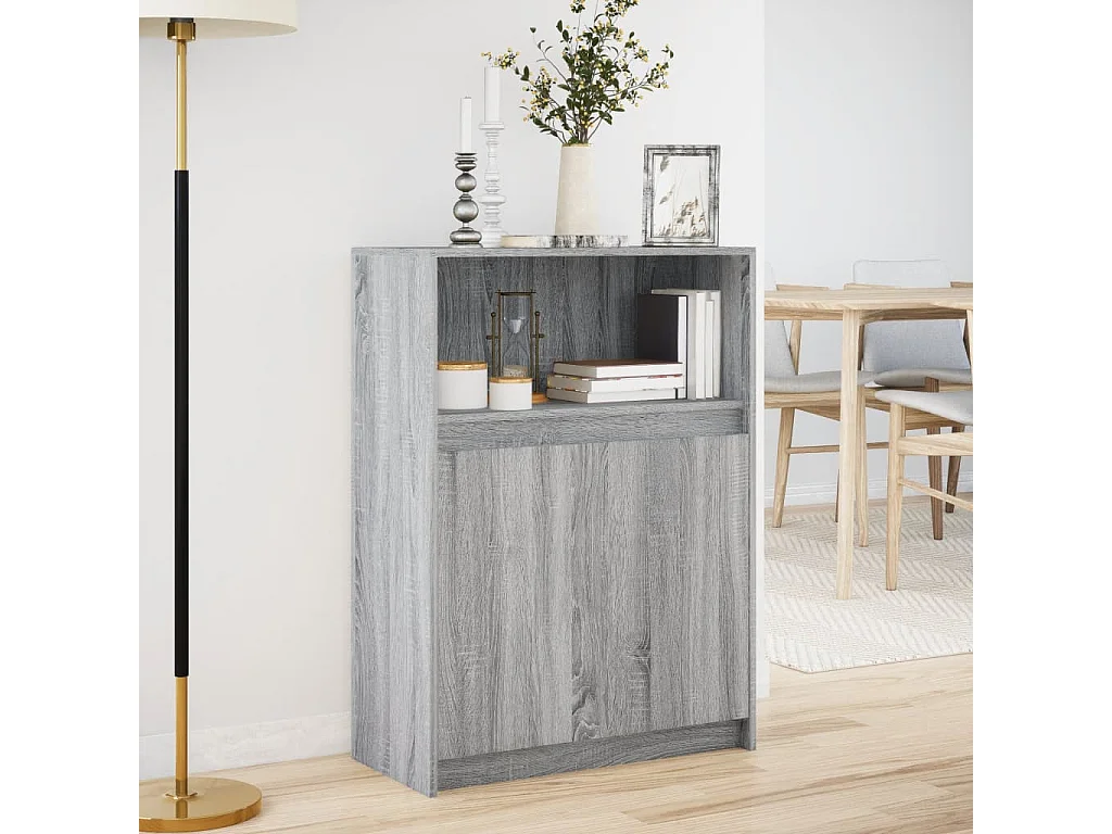 Aparador con LED madera de ingeniería gris Sonoma 72x34x100 cm