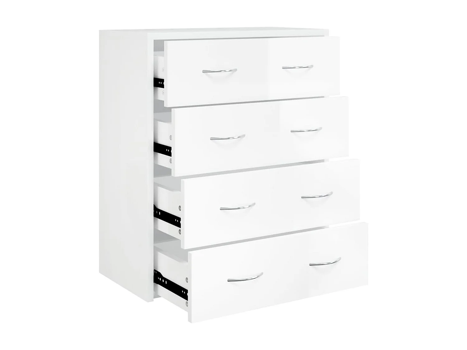 Kommode mit 4 Schubladen 60x30,5x71 cm Hochglanz-Weiß