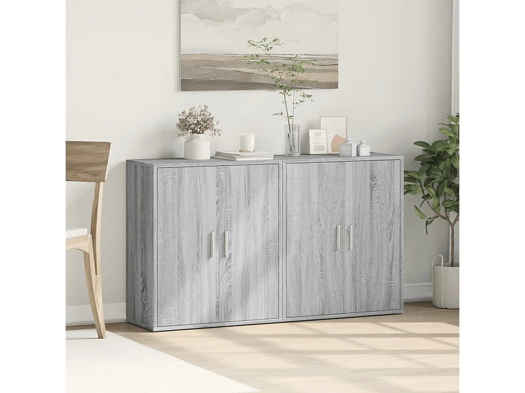 Buffets 2 pcs sonoma gris 60x31x70 cm bois d'ingénierie