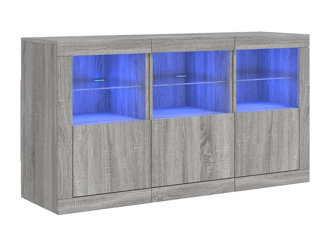 Credenza con Luci LED Grigio Sonoma 123x37x67 cm