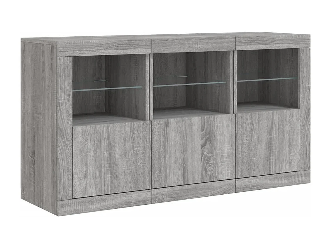 Credenza con Luci LED Grigio Sonoma 123x37x67 cm