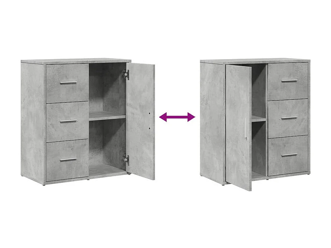 Aparador de madera de ingeniería 2 uds gris Sonoma 60x31x70 cm