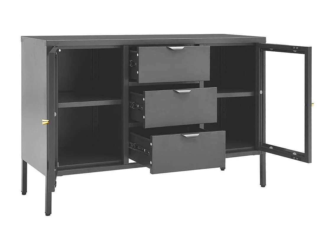 Sideboard Anthrazit 105x35x70 cm Stahl und Hartglas