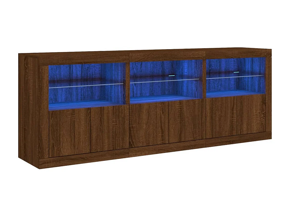 Sideboard mit LED-Leuchten Braun Eichen-Optik 181,5x37x67 cm