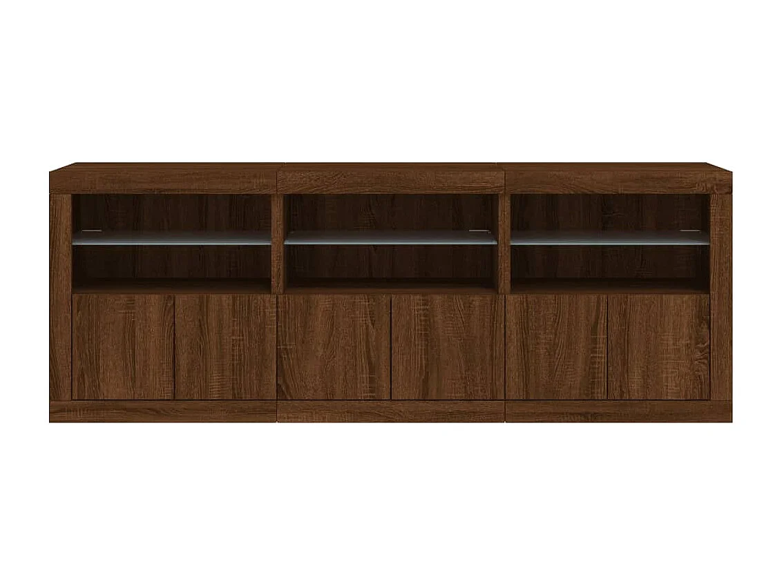 Sideboard mit LED-Leuchten Braun Eichen-Optik 181,5x37x67 cm