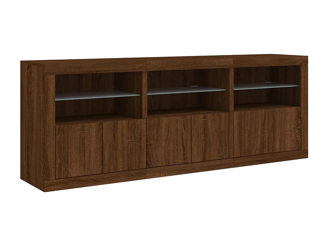 Buffet avec lumières LED chêne marron 181,5x37x67 cm