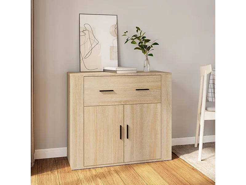 Credenza Rovere Sonoma 80x33x70 cm in Legno Multistrato