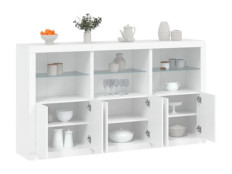 Buffet avec lumières LED blanc 181,5x37x100 cm