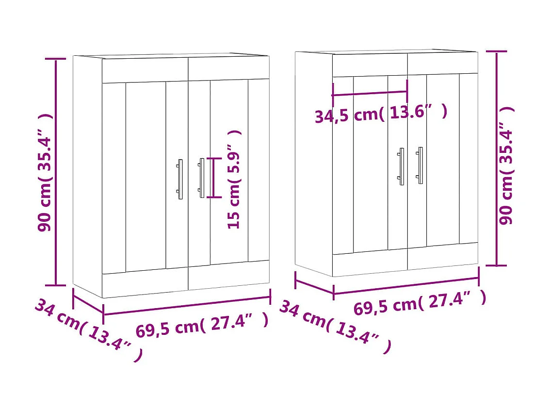 Armadietti a Parete 2 pz Rovere Sonoma in Legno Multistrato