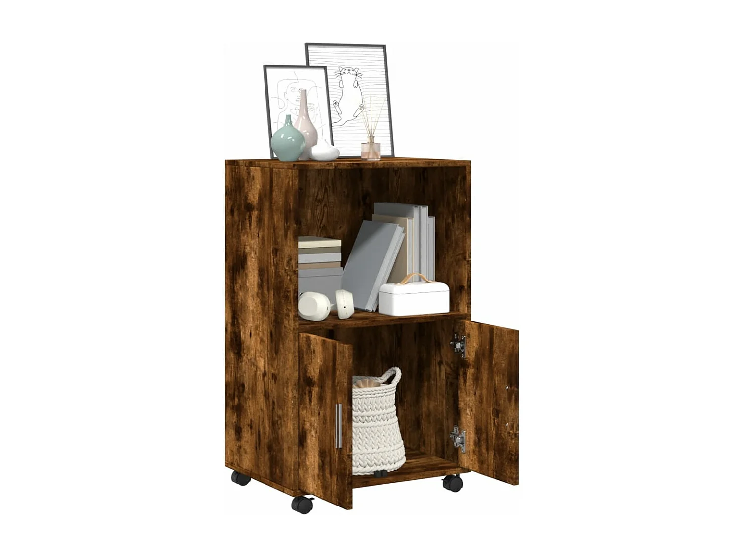 Rollschrank Räuchereiche 55x40x91 cm Holzwerkstoff