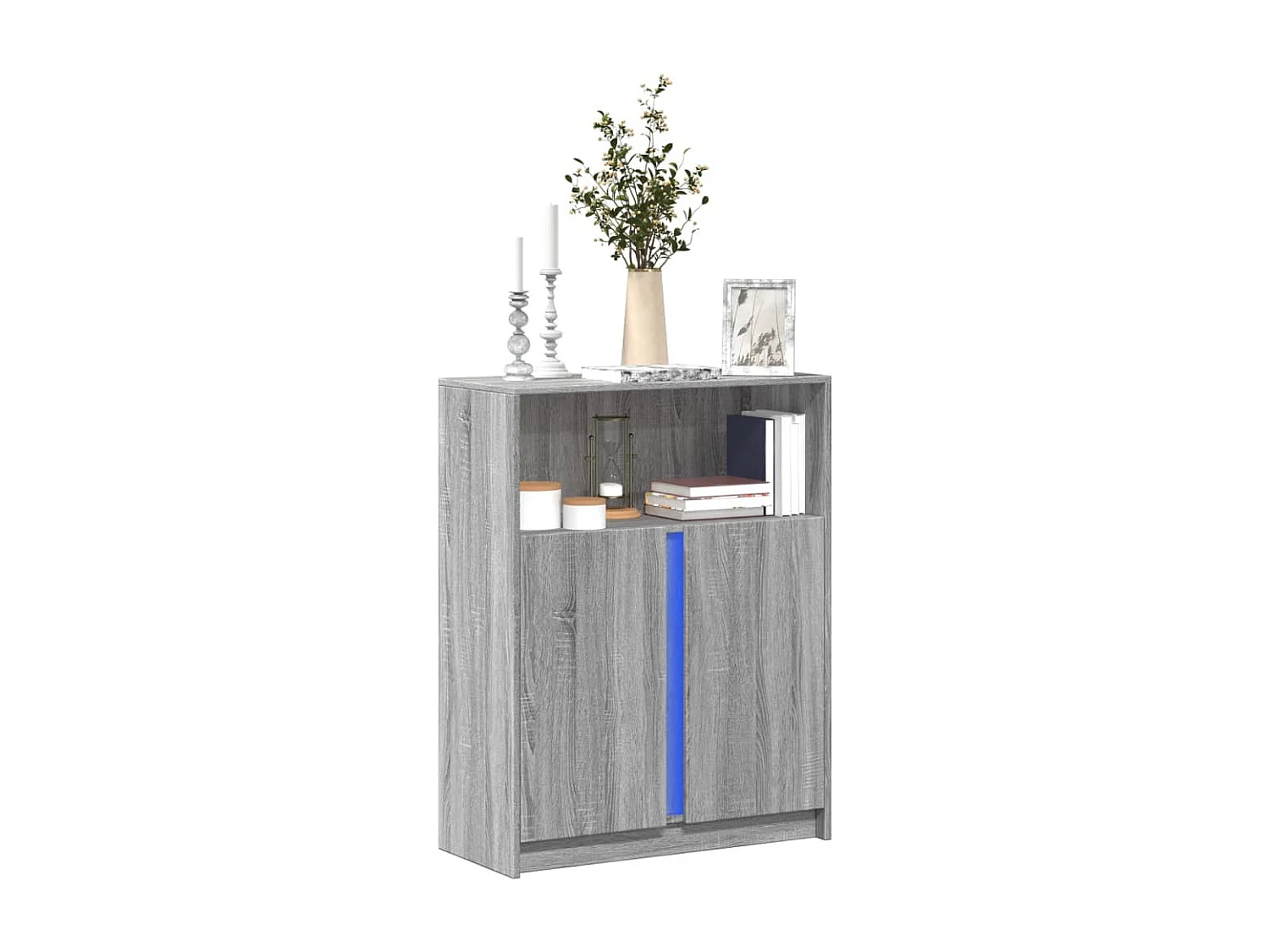 Credenza con LED Grigio Sonoma 77x34x100cm in Legno Multistrato