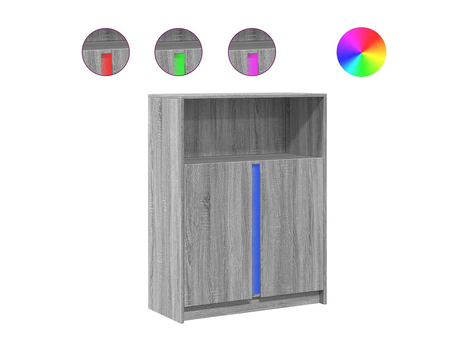 Credenza con LED Grigio Sonoma 77x34x100cm in Legno Multistrato