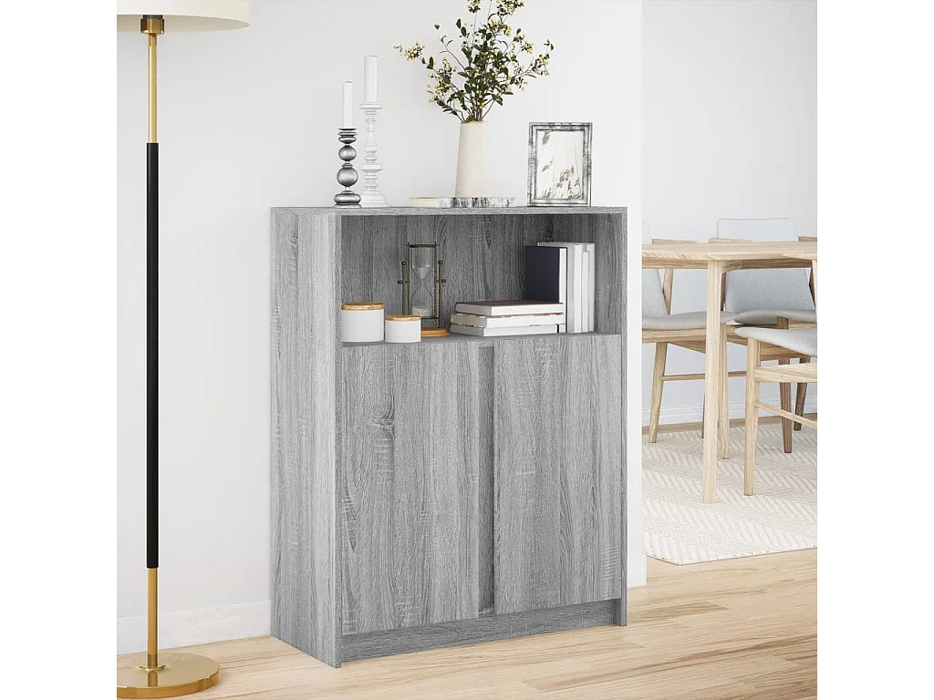 Credenza con LED Grigio Sonoma 77x34x100cm in Legno Multistrato
