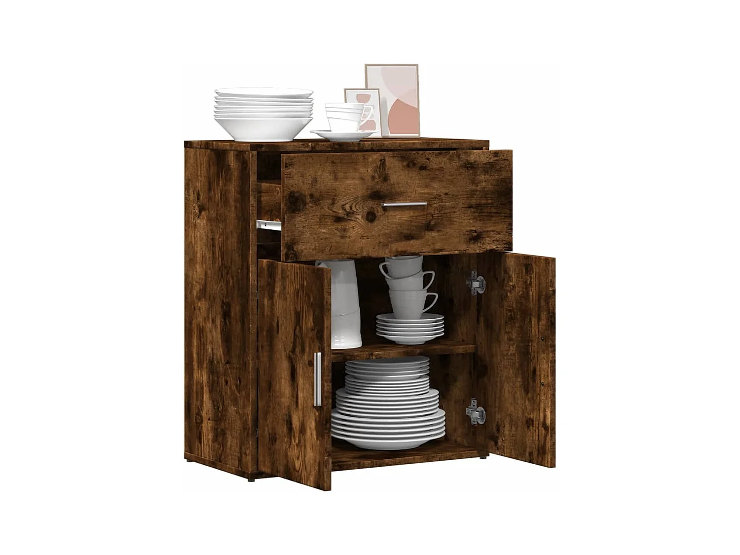 Buffet chêne fumé 60x31x70 cm bois d'ingénierie