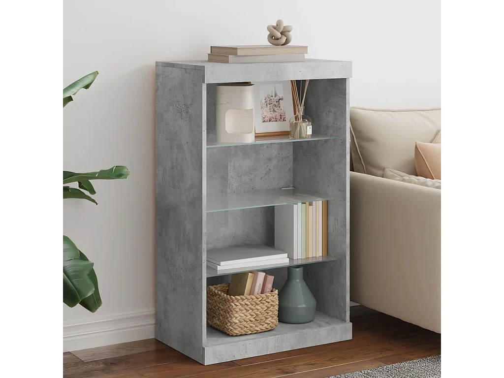 Sideboard mit LED-Leuchten Betongrau 60,5x37x100 cm