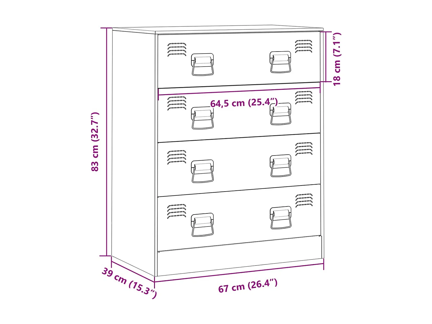 Sideboard Anthrazit 67x39x83 cm Stahl