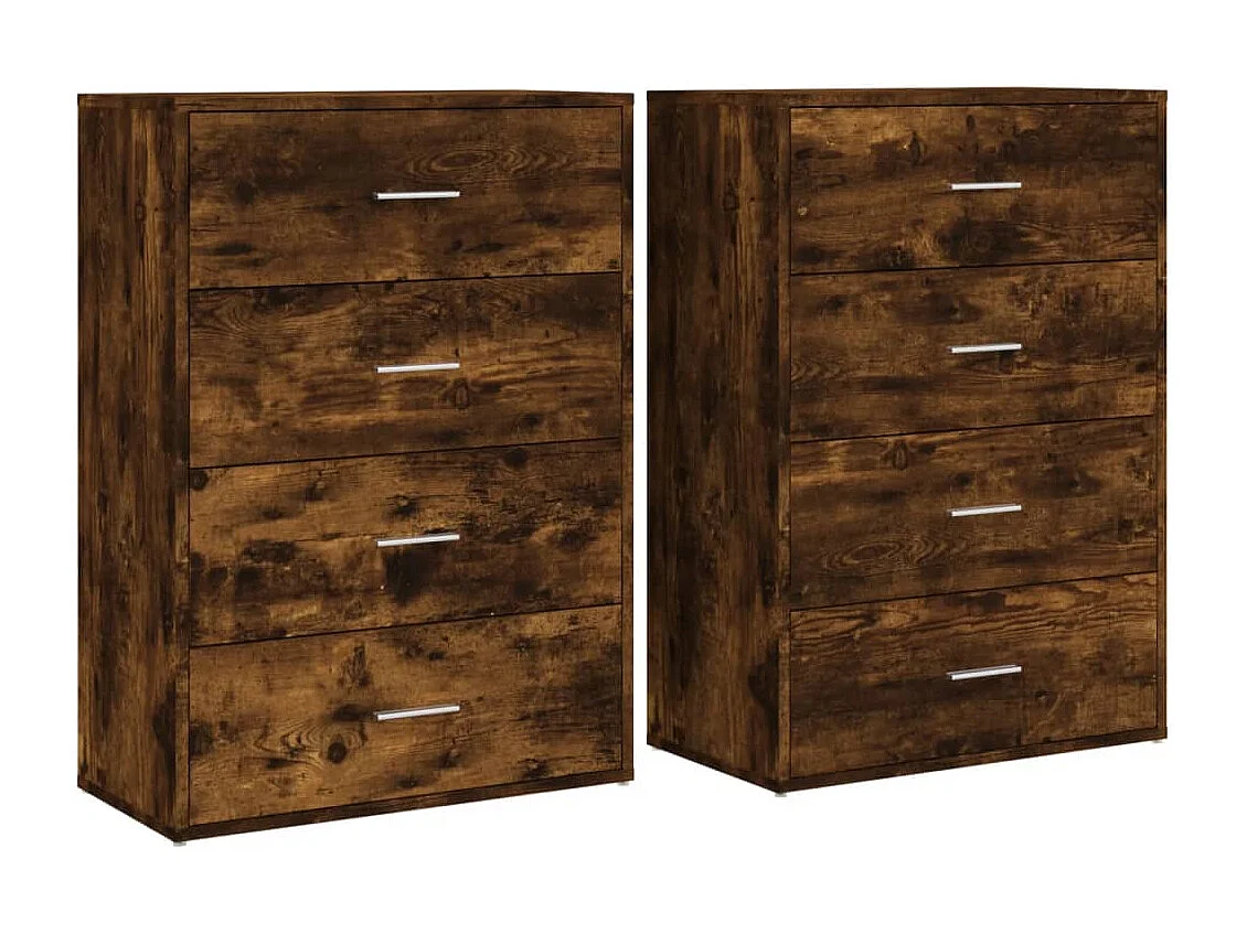Buffets 2 pcs chêne fumé 60x31x84 cm bois d'ingénierie
