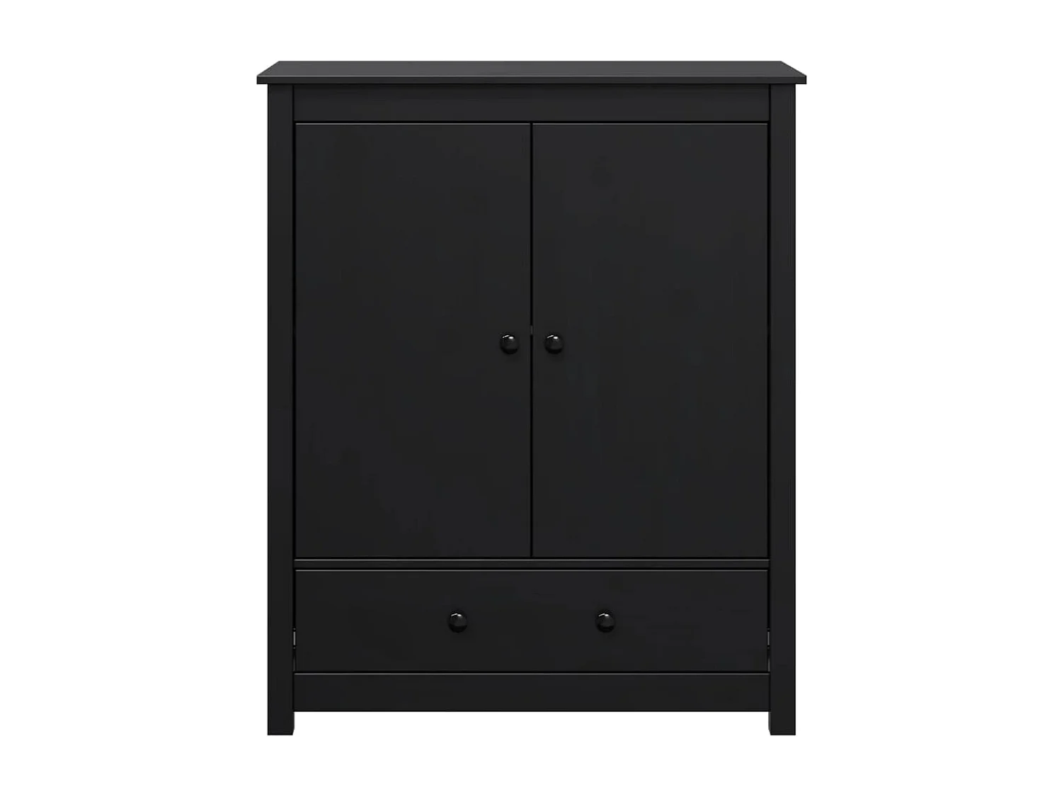 Credenza Nera 83x41,5x100 cm in Legno Massello di Pino