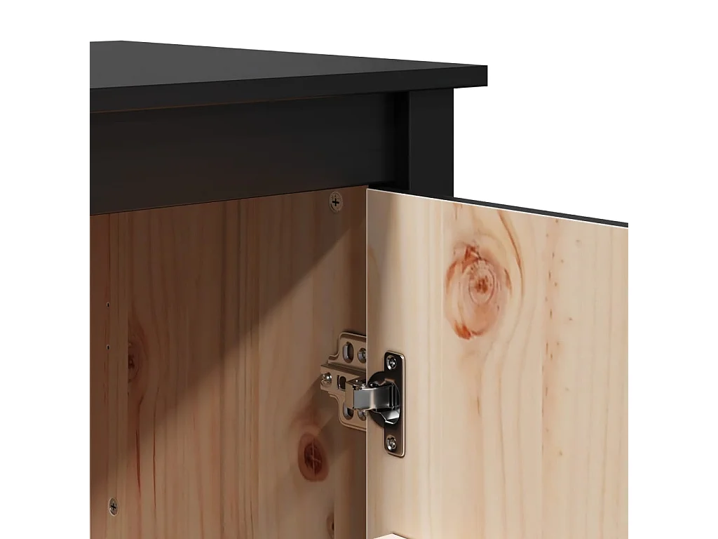Credenza Nera 83x41,5x100 cm in Legno Massello di Pino