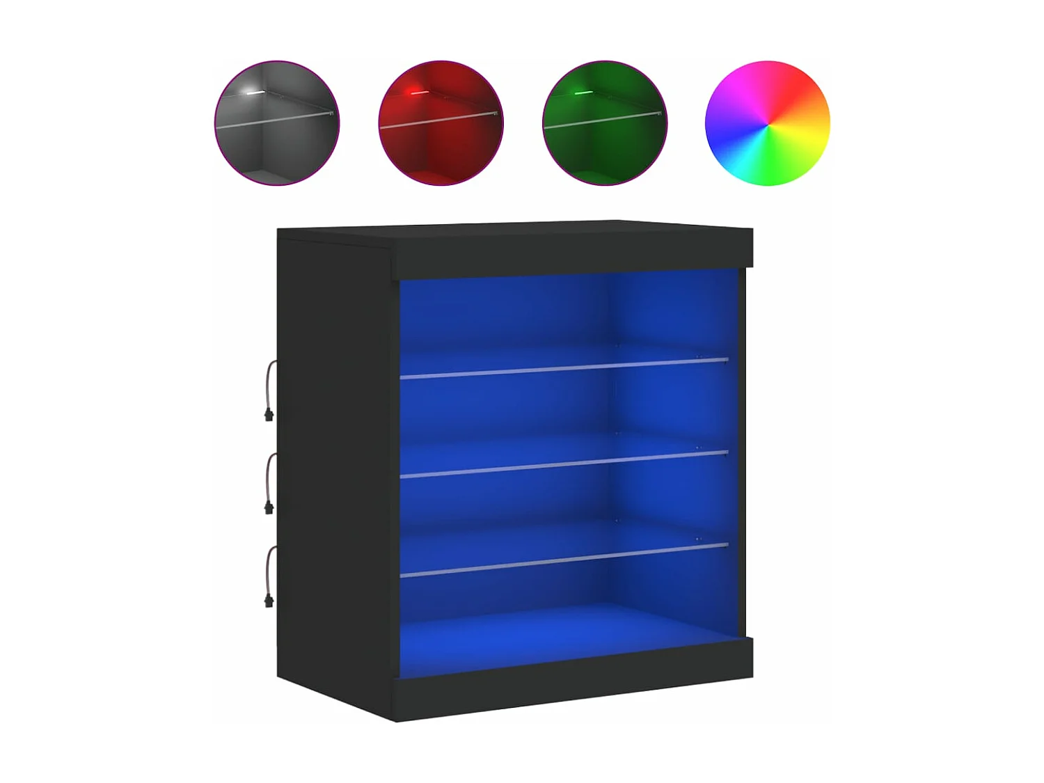 Buffet avec lumières LED noir 60,5x37x67 cm