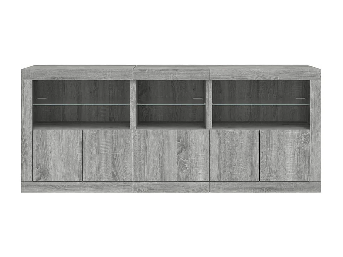 Aparador com luzes LED 162x37x67 cm cinzento sonoma