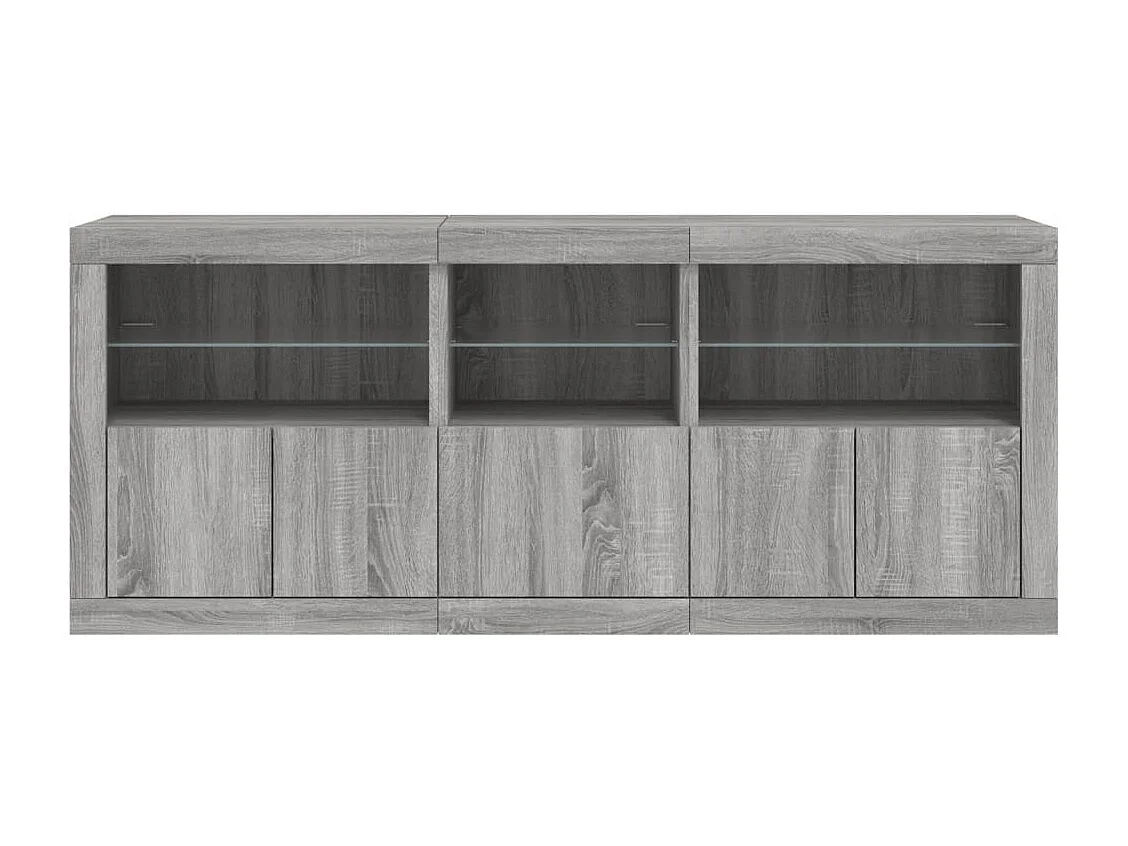 Aparador com luzes LED 162x37x67 cm cinzento sonoma