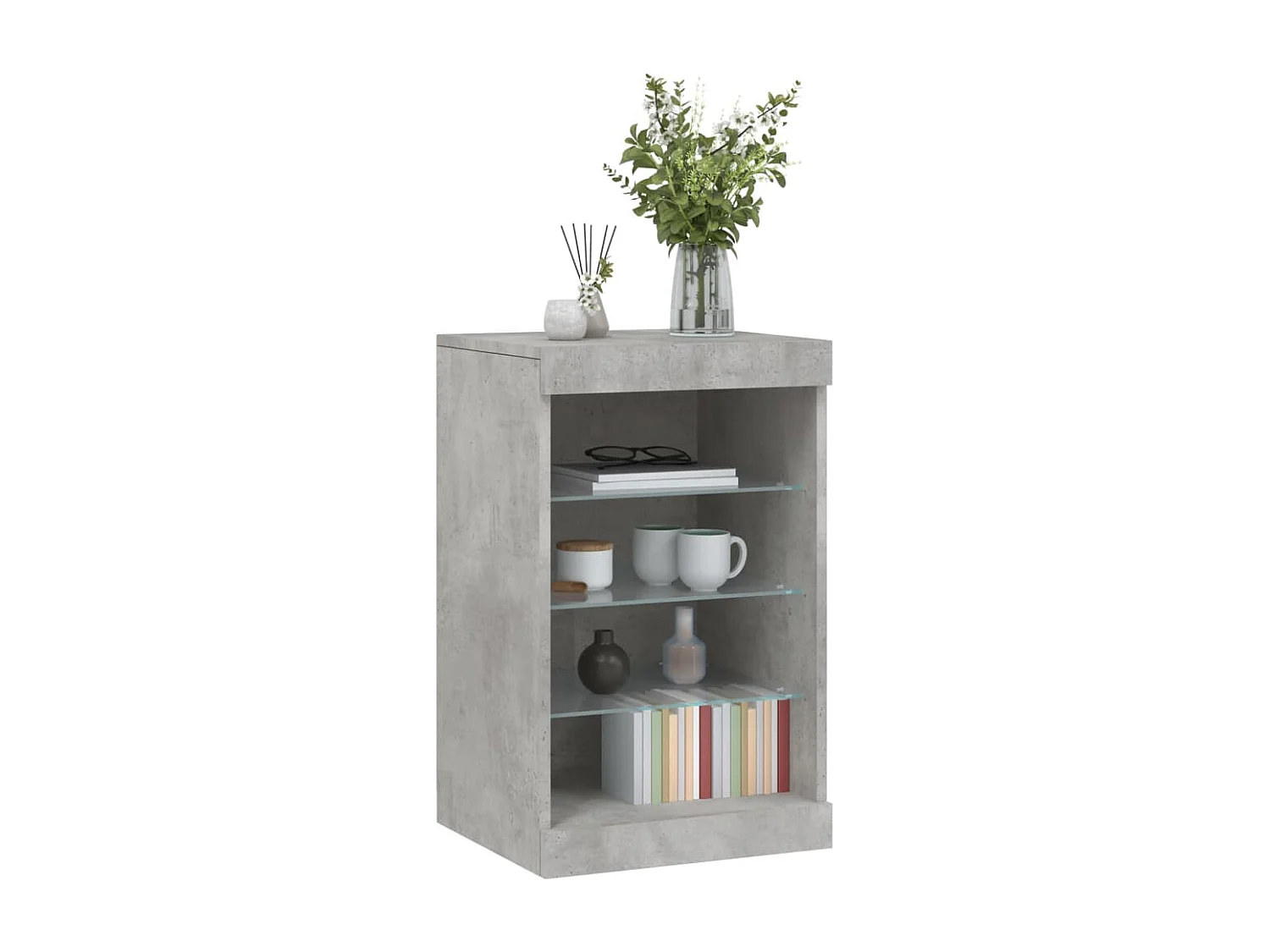 Sideboard mit LED-Leuchten Betongrau 41x37x67 cm
