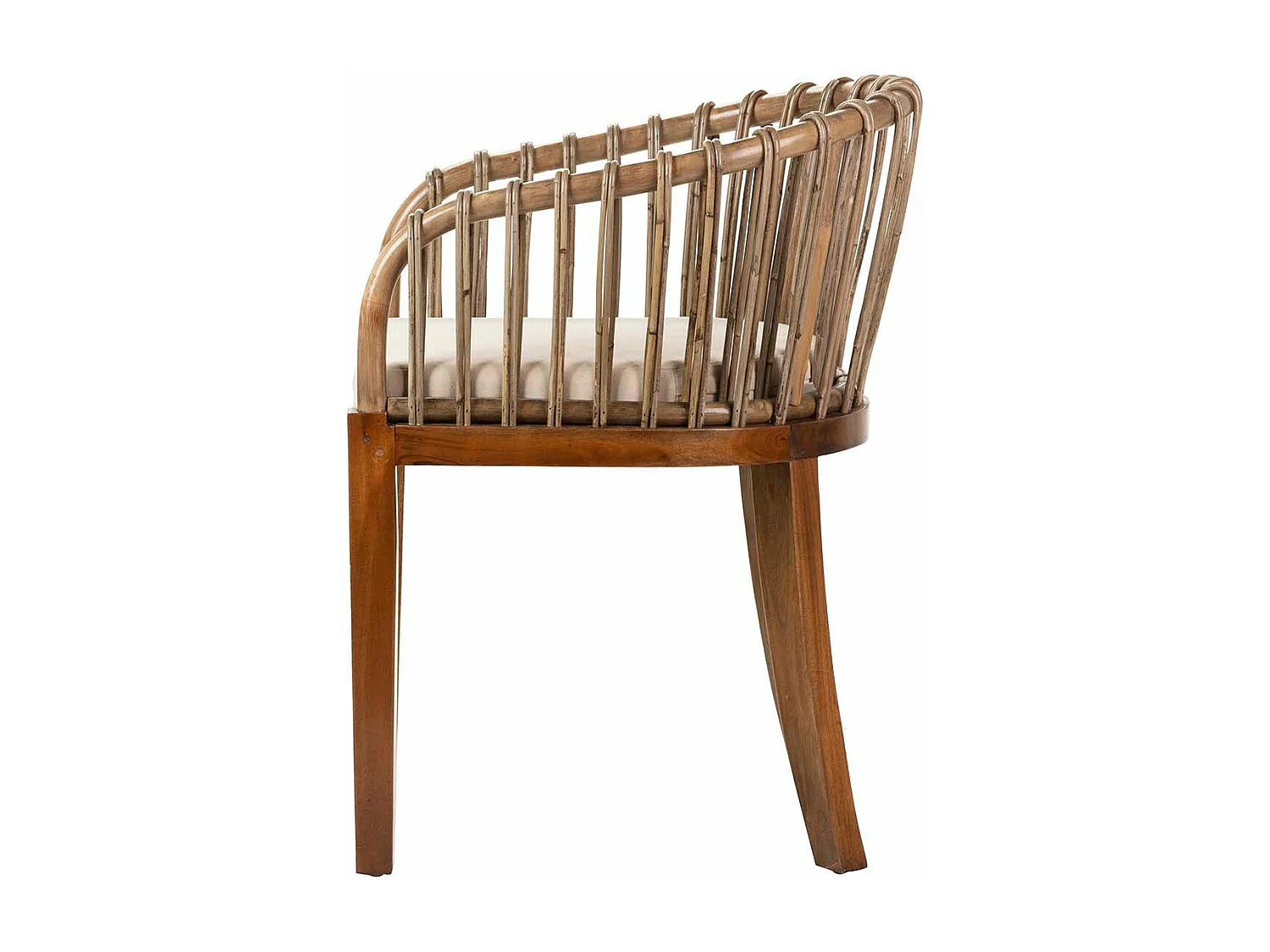 Butaca Ratan Madera Cojin Beige 60x56x76 Cm