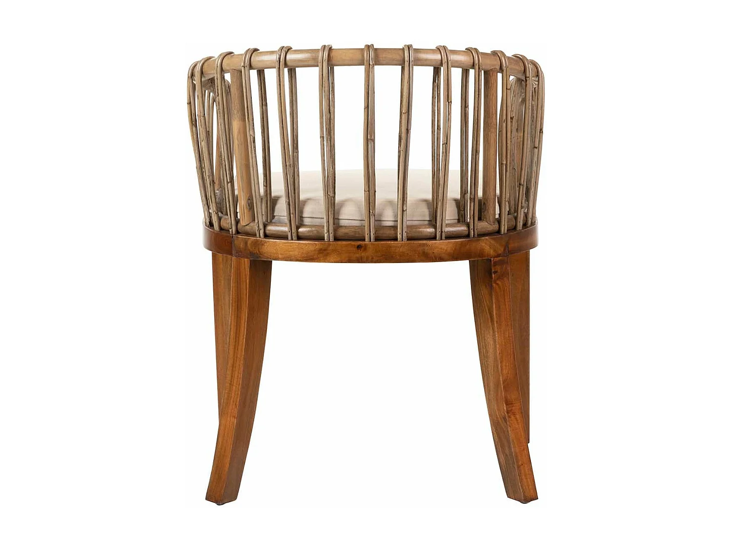 Butaca Ratan Madera Cojin Beige 60x56x76 Cm