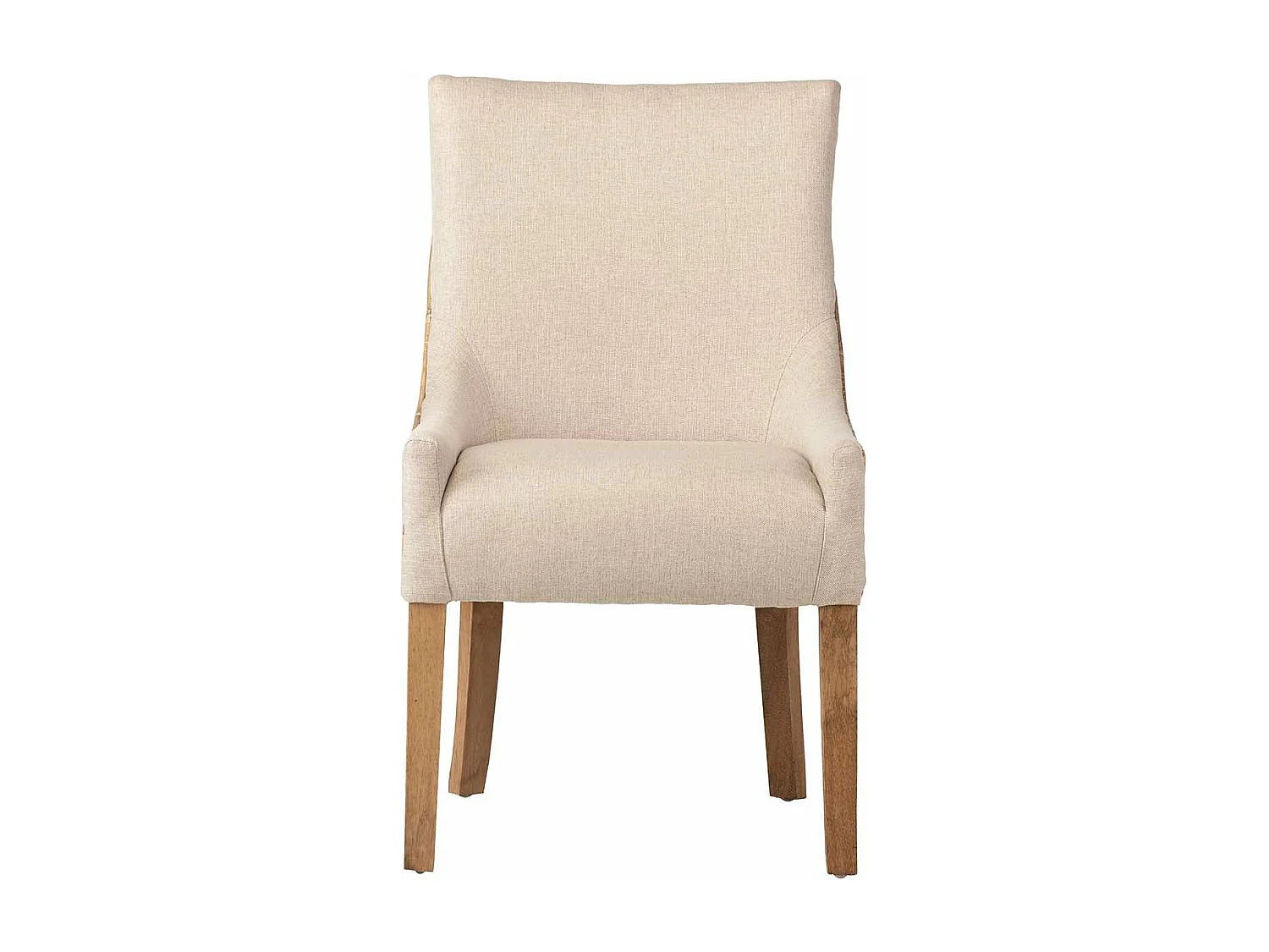 Silla Ratan Lino Madera Beige Natural 54x52x91 Cm