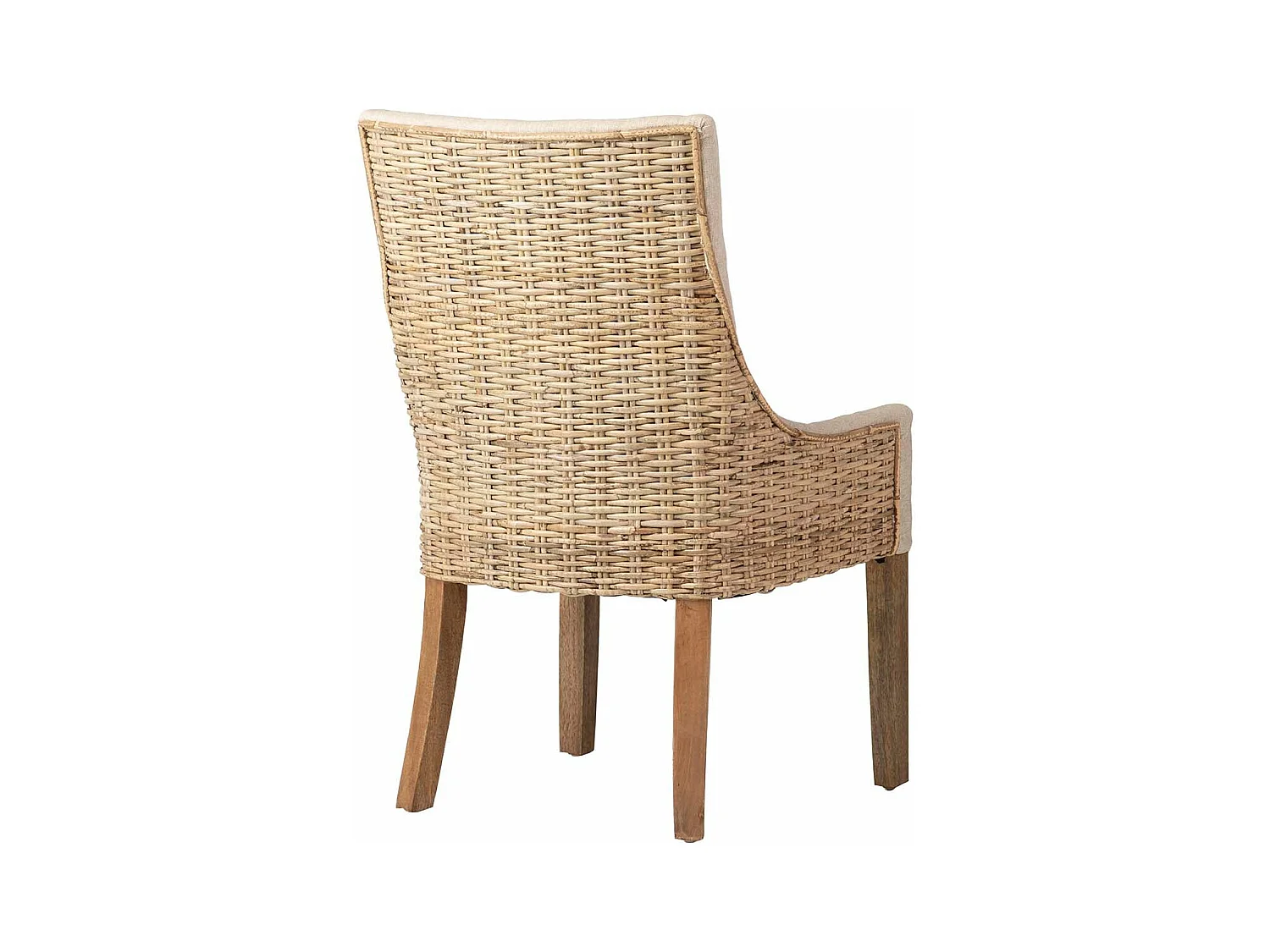 Silla Ratan Lino Madera Beige Natural 54x52x91 Cm