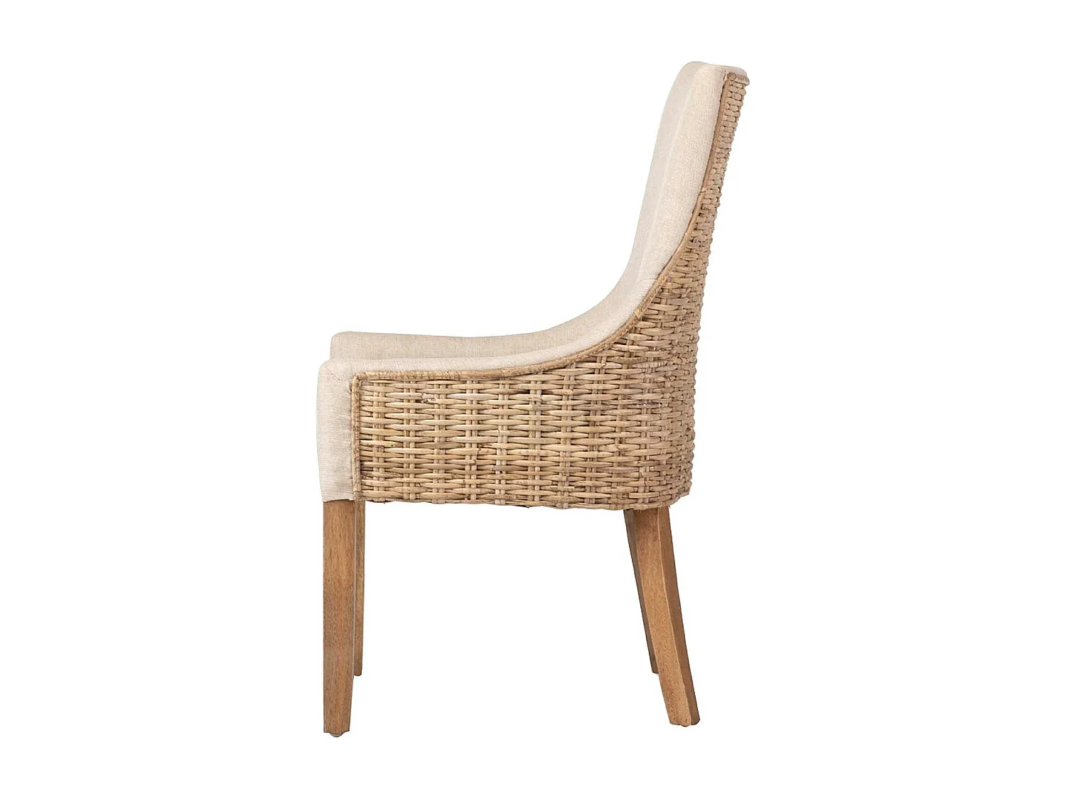 Silla Ratan Lino Madera Beige Natural 54x52x91 Cm