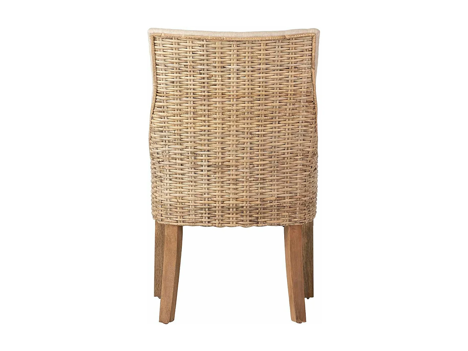 Silla Ratan Lino Madera Beige Natural 54x52x91 Cm