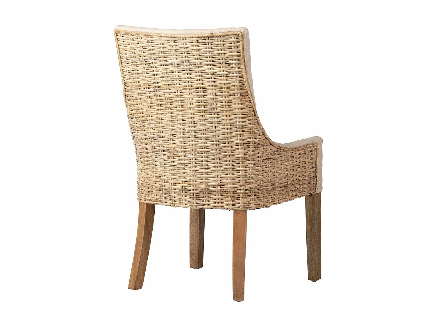 Silla Ratan Lino Madera Beige Natural 54x52x91 Cm