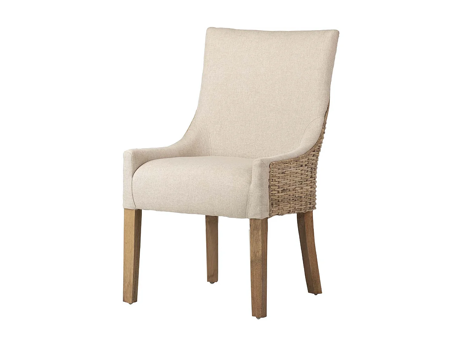 Silla Ratan Lino Madera Beige Natural 54x52x91 Cm