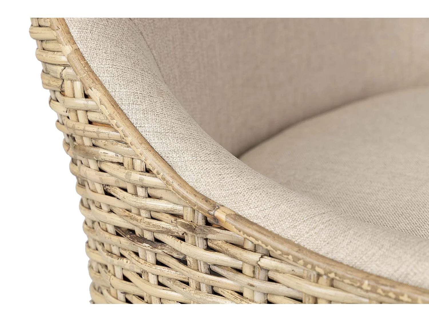 Silla Ratan Lino Madera Beige Natural 54x52x91 Cm