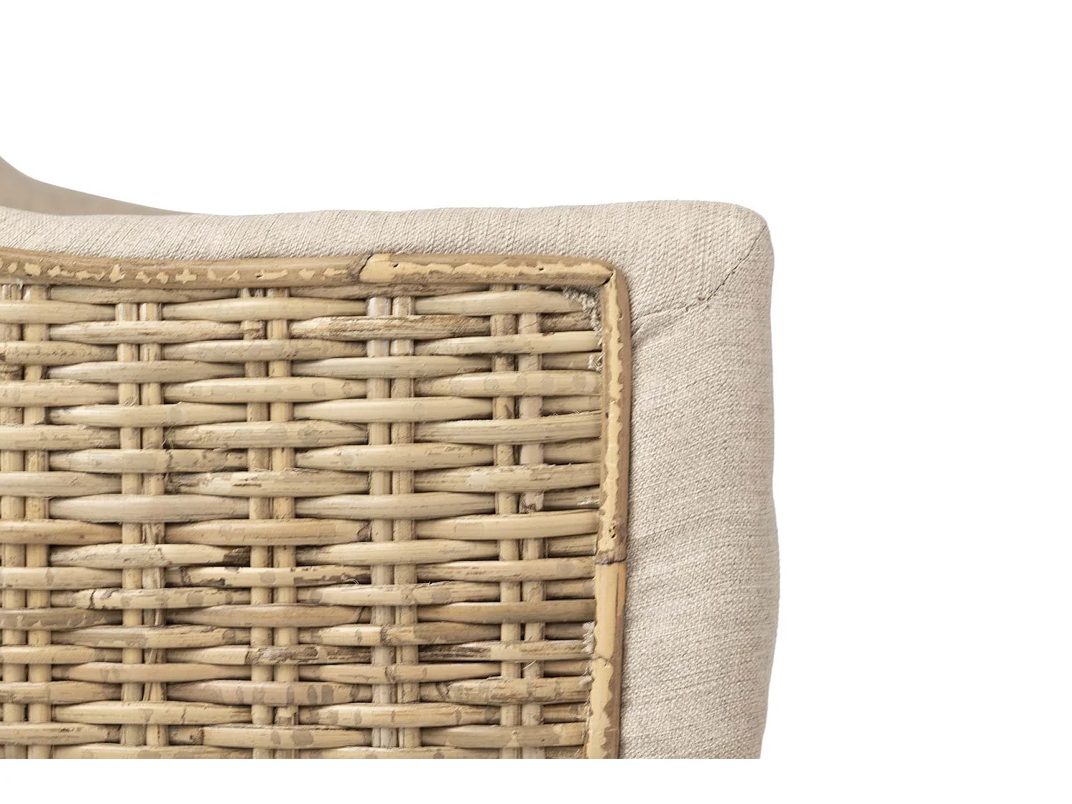 Silla Ratan Lino Madera Beige Natural 54x52x91 Cm