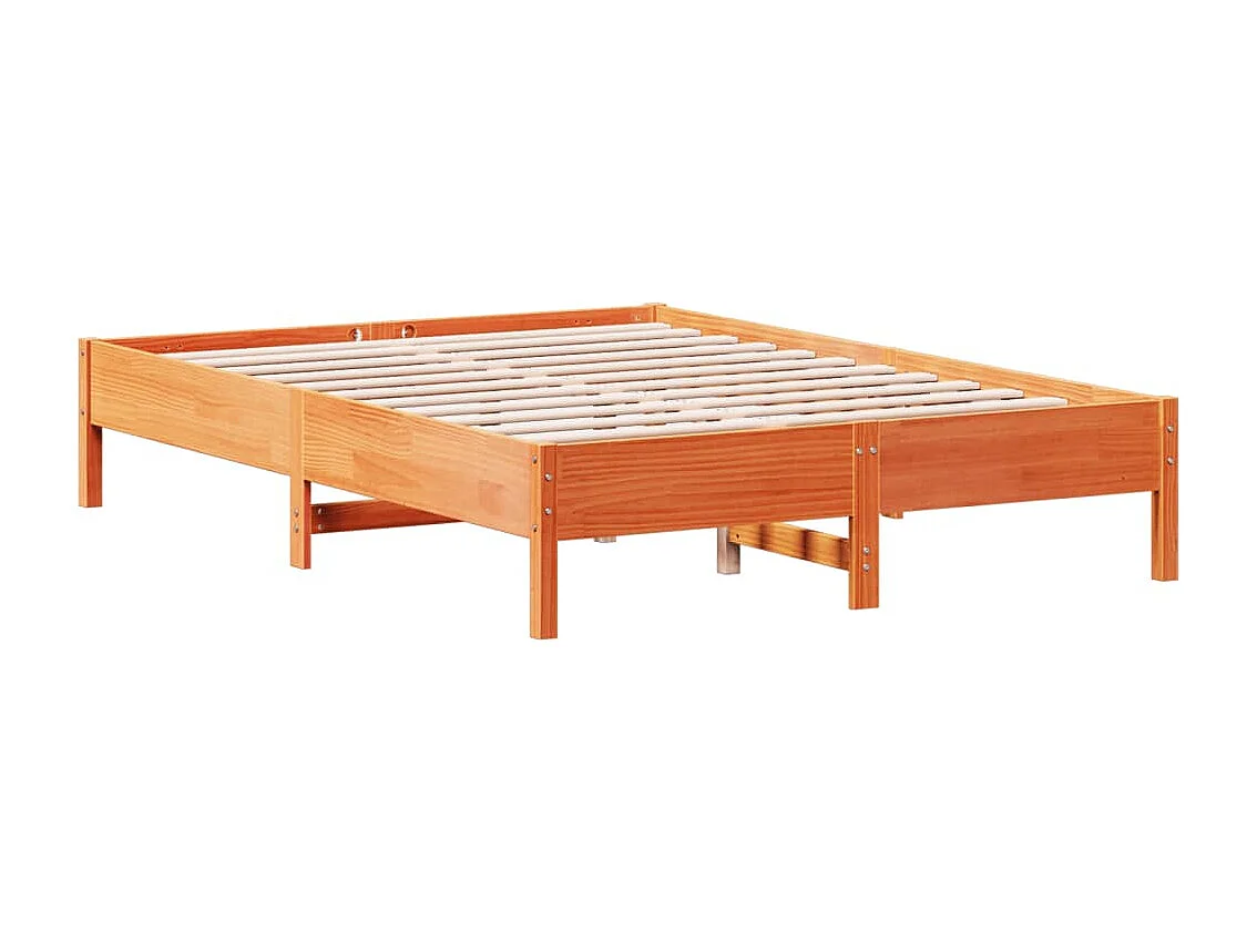 Cama sem colchão 135x190 cm madeira pinho maciça castanho-mel