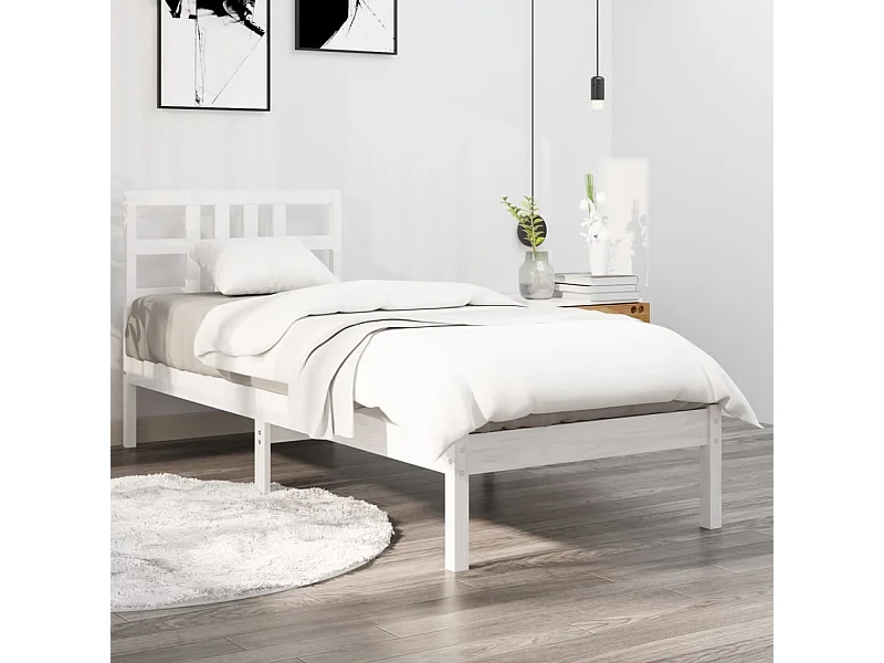 Cadre de lit sans matelas blanc 100x200 cm bois massif