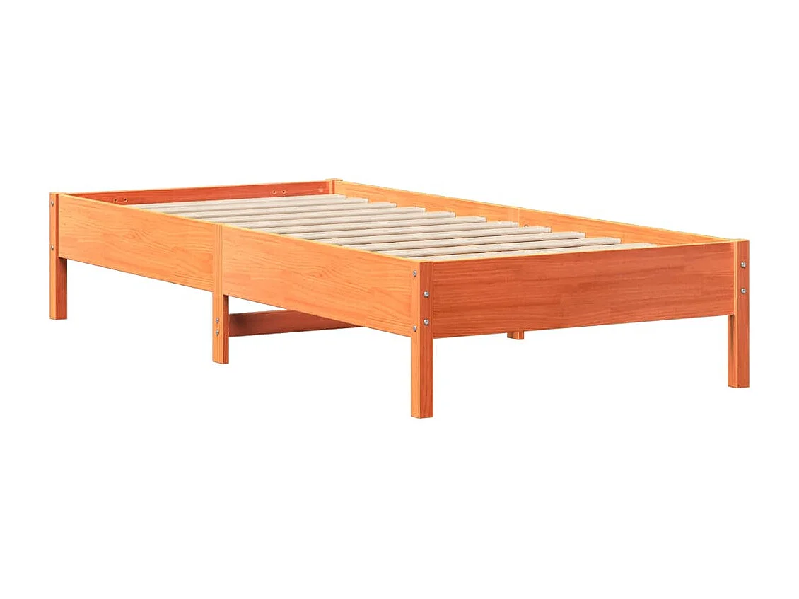 Lit bibliothèque sans matelas cire marron 100x200 cm pin massif