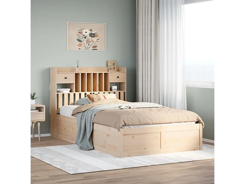 Estructura de cama sin colchón madera maciza de pino 135x190 cm