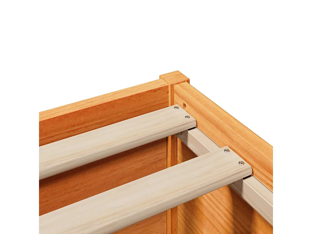 Cama sem colchão 135x190 cm madeira pinho maciça castanho-mel